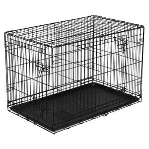 lot 37208 image: Vibrant Life Folding Dog Crate, 42 Double Door Training Kennel with Divider & Vibrant Life Crate Mat, 42