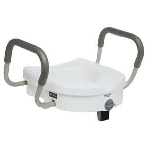 lot 37210 image: Equate Bed and Bath Locking Raised Toilet Seat with Adjustable Comfort Handles White