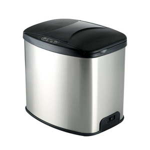 lot 37238 image: Better Homes & Gardens Hands Free Stainless Steel 1.58 Gallon Trash Can with Automatic Sensor for Bathroom Bedroom or Office