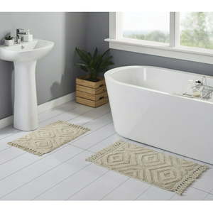 lot 37250 image: Better Homes and Gardens Tassel Ogee Beige Cotton Bath Rug Set 2-Pieces In-Store Only