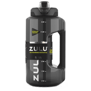 lot 37273 image: Zulu Black 64oz Half Gallon Plastic Goals Water Bottle Jug