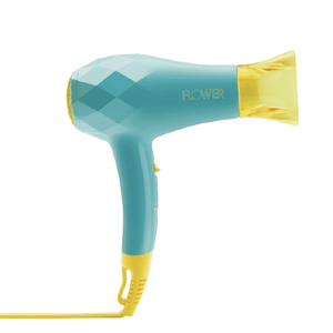 lot 37283 image: FLOWER Travel Size Mini Ceramic & Tourmaline Ionic Hair Dryer with Concentrator 1000 Watts Blue