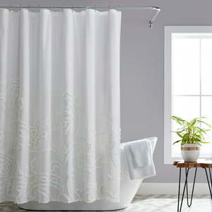 lot 37291 image: Better Homes & Gardens Coventry Paisley Bathroom Cotton Shower Curtain White 72 x72