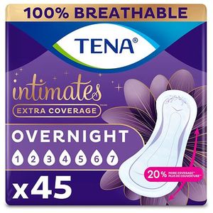 lot 37296 image: Tena Intimates Extra Coverage Overnight Incontinence Pads 45 Count