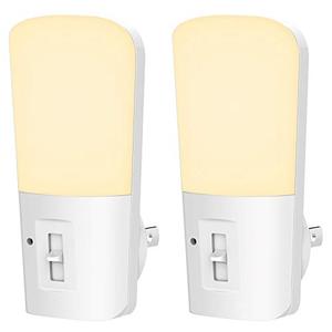 lot 1006 image: LOHAS Plug in Night Light, Dimmable LED Night Lights with Dusk to Dawn Sensor, Soft White 3000K Sleep Nightlight, Adjustable Brightness 5-80lm Mini Light for Nursery Kids Room Hallway Kitchen, 2 Pack Retail $18.42
