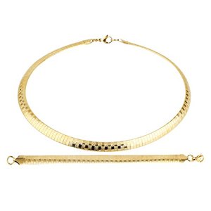 lot 1027 image: HZMAN Stainless Steel Omega Chain 8mm Solid 18 inch Necklace and 8.5 inch Bracelet Set Retail $15.92