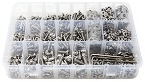 lot 1031 image: iExcell 900 Pcs SAE #6-32UNC #8-32UNC #10-24UNC Stainless Steel 304 Hex Socket Button Head Cap Screws Bolts Nuts Washers Assortment Kit Retail $27.56