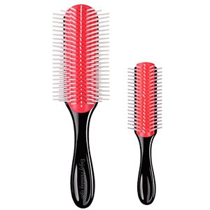 lot 1032 image: Hair Brush for Women Men Curly Wet or Dry Hair Classic Detangling Brushes 7 Row 5 Row for Natural Thick Hair, Blow Styling Separating, Shaping Defining Curls Tools Travel Bristle Black Hairbrush 2 PCS Retail $10.97
