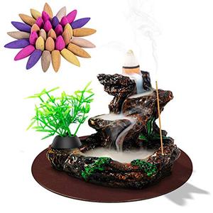 lot 1037 image: DK177 Incense Holder Waterfall Incense Burner Ceramic Backflow Zen Incense Fountain Machine Diffuser Burner Cone Holder for Spiritual Aromatherapy Gifts Set Home Decor with 20 Cones Retail $7.07