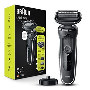 lot 1039 image: Braun Electric Razor for Men, Waterproof Foil Shaver, Series 5 5050cs, Wet & Dry Shave, With Beard Trimmer and Body Groomer, Rechargeable, Charging Stand Included, Blue Retail $98.93