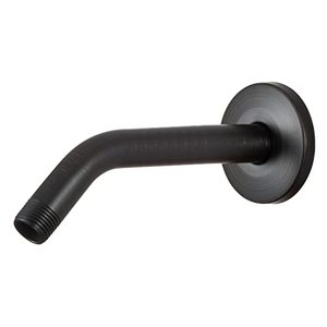 lot 1113 image: OFFO Shower Arm with Flange 10 Inches Oil Rubbed Bronze Wall Mount Replacement Angle Shower Head Arm Wall-Mounted For Fixed Shower Head & Handheld Showerhead Retail $17.51