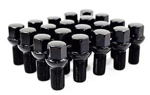lot 1116 image: Set of 20 Veritek 14x1.5mm Black 24mm Thread Length 17mm Hex R12 Ball Seat Wheel Lug Bolts for Mercedes Factory Wheels Retail $45.35