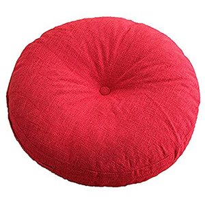 lot 1126 image: NOVWANG Natural Linen Round Floor Pillow Seating Cushion with Removable Zippered Cover Room D�cor Pouf for Meditation, Yoga, 17.7x17.7 inch, Red Retail $22.28