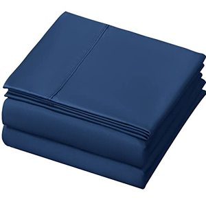 lot 1127 image: LBRO2M 1000 Thread Count 100% Cotton Sheets Set,California King Size Bed Sheet 4 Piece Sets,16 inches Deep Pocket,Bedding Super Soft Cool Breathable Sateen Weave Long Staple,All Season(Navy Blue) Retail $65.91