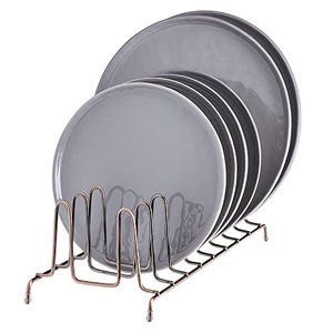 lot 1129 image: SIMPLEMADE Kitchen Dish Rack Organizer - Wire Metal Cabinet Organizers and Storage Rack for Plates, Dishes, Pots, Pot Lids, Pan Lids, Container Lids - Shelf, Counter & Pantry Organization (Bronze) Retail $12.14