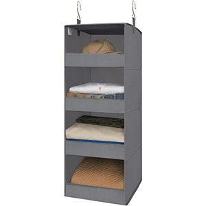 lot 1139 image: GRANNY SAYS 4-Shelf Hanging Organizer, Closet Hanging Shelves, Closet Hanging Storage Organizers, Organization for Bedroom, Living Room, Baby Nursery, Camper Accessories, Gray, 1-Pack Retail $15.19