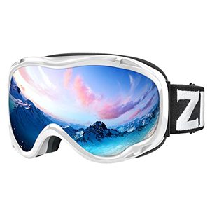 lot 1159 image: ZIONOR Lagopus Ski Snowboard Goggles UV Protection Anti fog Snow Goggles for Men Women Adult Youth VLT 8.6% White Frame Silver Lens Retail $28.87