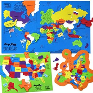 lot 1170 image: Imagimake Mapology US & World Map Puzzle- Geography for kids-United States Puzzle with Capitals- Flags of the world-Learning & Education Toys for Kids 5-7-Gift for 5, 6, 7, 8 & 9 Year Old Boys & Girls Retail $42.60