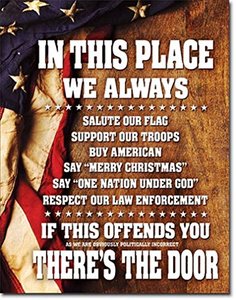 lot 1171 image: Desperate in This Place We Always Salute Our Flag Support Our Troops Tin Collectible Sign Retail $21.99