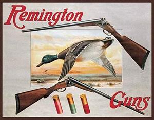 lot 1172 image: Tin Signs Vintage Remington Guns Retro Metal Decoration Bar Club Cafe Cave and Other Wall Decoration 12x8 Inches Retail $21.99