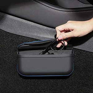 lot 1186 image: EVFIT for Tesla Model 3 Model Y Accessories Center Console Organizer Storage Box Silicone Velcro Sunglasses Coin Holder for Flocking Retail $20.39