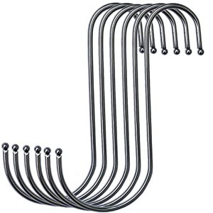 lot 1198 image: GOTOONE S Hooks Hanging Metal Hook (6 Pack) Stainless Steel Large 6 Inch with Round Stopper Non Slip for Closet Clothes Plants Cups Towels Tools Ornament (Silver)