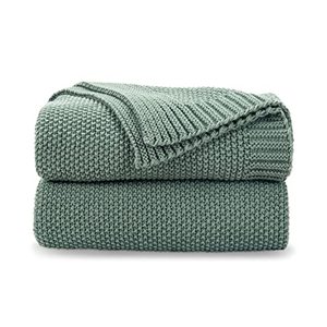 lot 1202 image: CozeCube Green Throw Blanket for Couch, Soft Cozy Cable Knit Throw Blanket for Bed Sofa Living Room, Lightweight Warm Decorative Farmhouse Christmas Throw Blanket, 50x60, Sage Green Retail $35.47