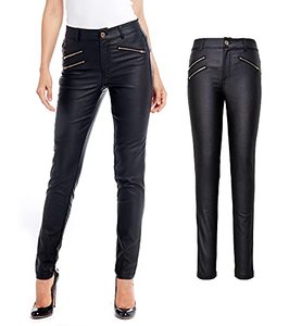 lot 1238 image: S P Y M Womens Stretchy Jeggings, Faux Leather Legging Pants with Pockets, Regular and Plus Size Retail $34.16