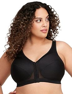 lot 1240 image: Glamorise Full Figure Plus Size MagicLift Front-Closure Posture Back Bra Wirefree #1265 Black Retail $54.64