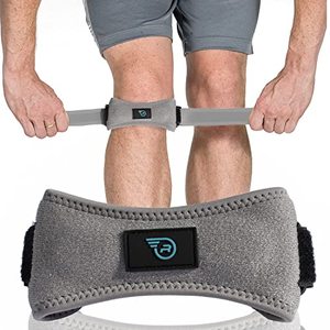 lot 1242 image: Run Forever Sports Patella Strap Knee Brace Support for Arthritis, ACL, Running, Basketball, Meniscus Tear, Sports, Athletic. Best Knee Brace for Hiking, Soccer, Volleyball & Squats (Pack Of 1, Grey) Retail $12.47