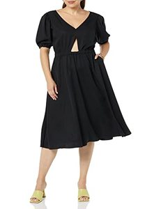 lot 1256 image: TEREA Womens Jayla Cutout Midi Swing Dress, Black, XXL Retail $72.25