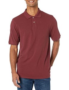 lot 1274 image: Amazon Essentials Mens Regular-Fit Cotton Pique Polo Shirt (Available in Big & Tall), Burgundy, Large Retail $14.70