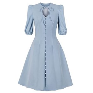 lot 1282 image: Wellwits Womens Keyhole Tie Button up A Line Princess Cocktail Vintage Dress L Retail $23.65