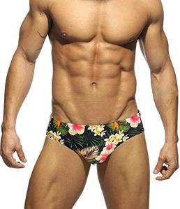 lot 1295 image: MIZOK Mens Floral Swimsuits Bikini Briefs with Adjustable Drawstring(XL, FlowerBlack) Retail $14.00