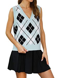 lot 1312 image: Blooming Jelly Womens Argyle Sweater Vest Knit Sleeveless Pullover Fall Sweaters 2022 (Large, Colorblock) Retail $13.12