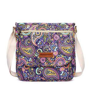 lot 1062 image: Malirona Canvas Crossbody Bags for Women Travel Messenger Purse Shoulder Bag Satchel Floral Pattern (Purple Flower) Retail $24.51