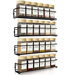 lot 1100 image: ZICOTO Space Saving Spice Rack Organizer for Cabinets or Wall Mounts - Easy To Install Set of 4 Hanging Racks - Perfect Seasoning Organizer For Your Kitchen Cabinet, Cupboard or Pantry Door Retail $12.54