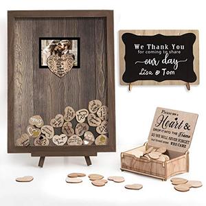 lot 1066 image: Homish Wedding Guest Book Alternative Rustic Wedding Decorations for Reception Wedding Signs Rustic Brown Retail $44.50