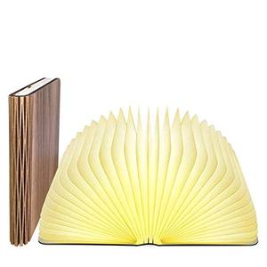 lot 1075 image: Anwick Lamp Book Large Size Folding Mood Light, Novelty LED Night Light, USB Large Capacity Rechargeable Wooden Table Lamp Retail $24.72