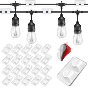 lot 1076 image: Outdoor Light Clips 22 Clips Clear - Hooks for Outdoor String Lights - Light Clips for Outside Indoor Cables Cord - Adhesive Strips for Patio Hanging Heavy Duty Gutter Fence Roof Christmas Decor Retail $13.90