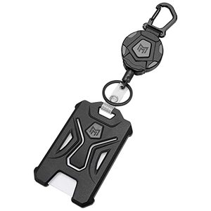 lot 1077 image: MNGARISTA Retractable Badge Holder, Heavy Duty Carabiner Keychain, Tactical ID Card Holder with 31.5 Retractable Badge Reel, Black Retail $12.25
