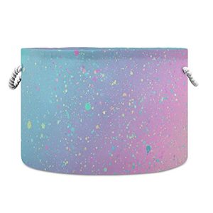 lot 1080 image: Large Storage Basket Unicorn Background with Rainbow Toy Storage Box Organizer Bins with Handles Laundry Hamper Basket for Home Decor Retail $27.35
