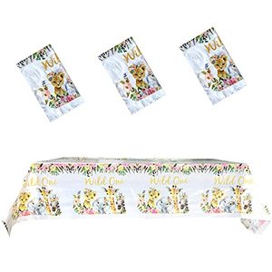 lot 1090 image: Fenghu 3Pack Wild One Tablecloth, Wild One Birthday Party Supplies Decorations for Girl��Wild One Party Table Cover (70.8 x 42.5) Retail $12.14