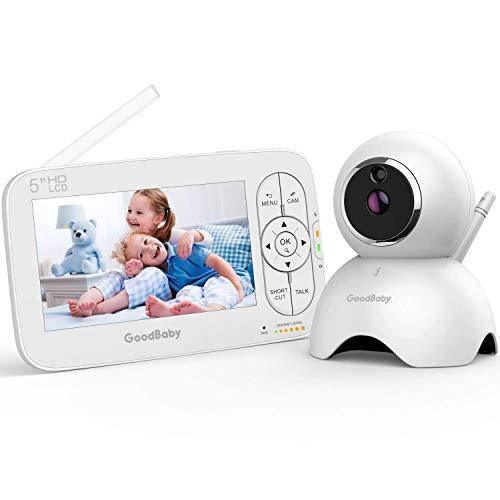 lot 2826 image: GOODBABY Real 720P 5in HD Display Video Baby Monitor with Camera and Audio, Remote Pan&Tilt&Zoom, Two-Way Talk,Temperature Monitor, Night Vision, Lullaby Player, 960ft Range
