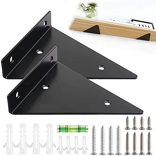 lot 2965 image: Floating Shelves Brackets, 6 inch Heavy Duty Metal Shelf Brackets Steel Holder Wall Shelves Kitchen Shelf, Hardware Support for The Organizer, DIY Decorative
