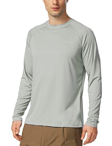 lot 6008 image: BALEAF Mens Rash Guard Shirts Fishing Long Sleeve UV Sun Protection SPF T-Shirts UPF 50 Lightweight Beach Gray Size XXL