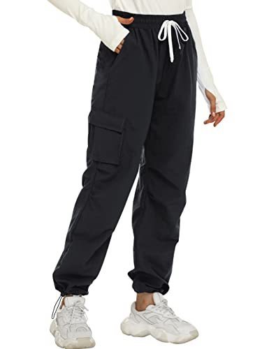 lot 6101 image: Blooming Jelly Womens Waterproof Hiking Pants Lightweight Rain Pants Quick Dry High Waisted Cargo Pants Joggers with Pockets (X-Large, Black)