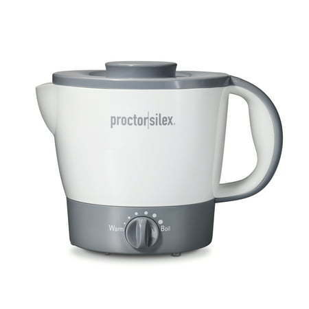 lot 8781 image: Proctor Silex Hot Pot Electric Kettle 32 Ounces or 4 Cups Nonstick Surface Adjustable Heat White 48507