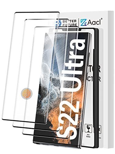 lot 5341 image: AACL Fingerprint Compatible3-Pack 3D Curved Tempered Glass for Samsung Galaxy S22 Ultra 5G Screen Protector, Easy Installation with AlignmentAnti-ScratchCase Friendly