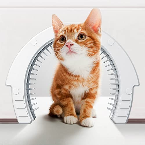 lot 8835 image: FICUSWIN Cat Door Interior Door, Pet Door with Removable Cleaning Grooming Brush, Large Pet Cat Pass for Adult Cats up to 35 Lbs,Indoor Pet Door for Wall Easy to Install, Safe Material